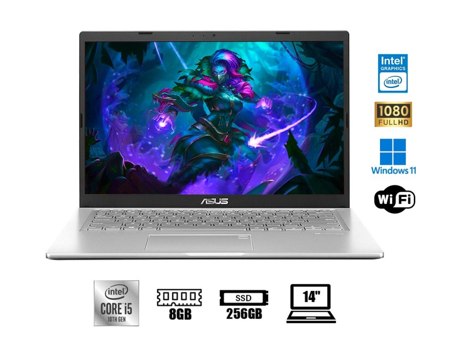 LAPTOP ASUS CORE I5 1035G10U, X415J, PANTALLA 14 PULGADAS FHD IPS, RAM 8GB-(4+4) SSD 256, WINDOWS 11 HOME (90NB0ST1-M004C0)