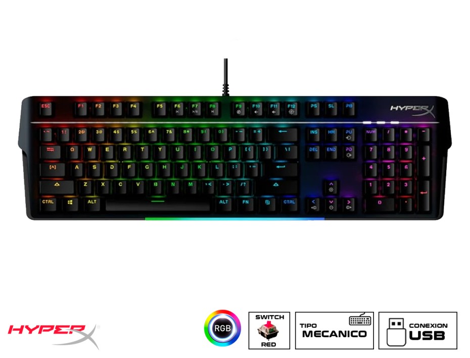 TECLADO HYPERX GAMING MECANICO ALLOY ORIGINS  MKW100 RED | RGB  (4P5E1AA#ABA)
