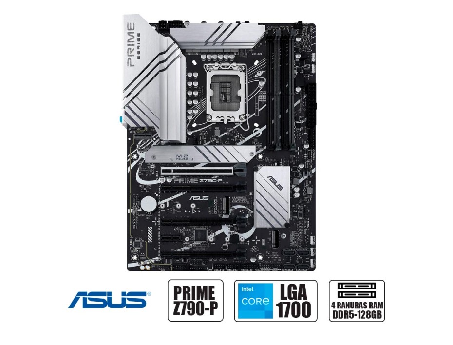 PLACA ASUS PRIME Z790-P D5, PARA PROCESADORES INTEL LGA 1700, 4 RANURAS DE MEMORIA DDR5 HASTA 128GB, 12VA 13VA GENE. (PRIME Z790-P LGA 170)