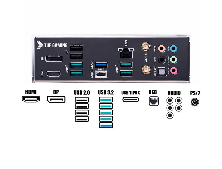 PLACA MADRE ASUS B660M-PLUS TUF GAMING WIFI D4 (TUF GAMING B660M-PLUS WIFI D4) SOCKET LGA 1700 | RAM DDR4 5333OC MHZ | 13VA, 12VA GEN | WIFI