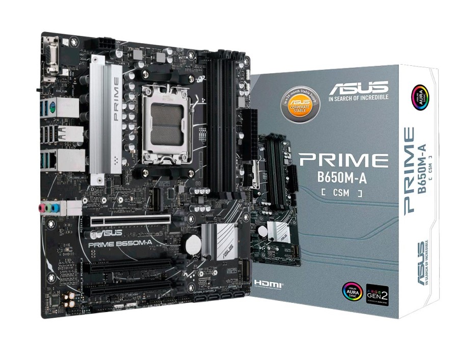 PLACA ASUS PRIME B650M-A-CSM, PARA PROCESADORES AMD RYZEN AM5, 4 RANURAS DE MEMORIA DDR5 HASTA 128GB BUSS  5600 OC, SERIES 7000 (PRIME B650M-A-CSM DD)