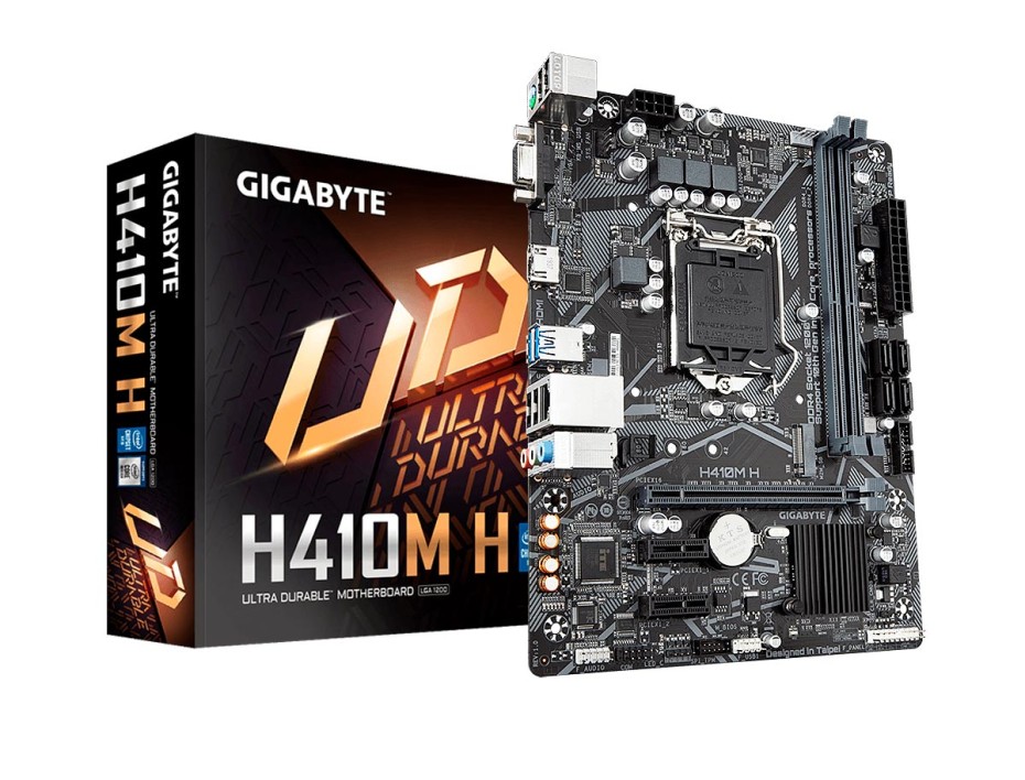 PLACA MADRE GIGABYTE H410M H, PARA PROCESADORES INTEL LGA 1200, 2 RANURAS DE MEMORIA DDR4 64GB BUSS 2933 MHZ, 10MA GENERACION (H410M H)