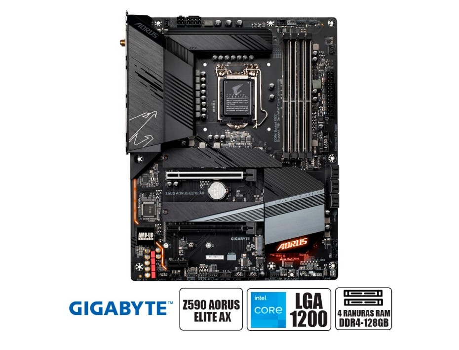 PLACA MADRE INTEL LGA 1200 GIGABYTE Z590 AORUS ELITE AX | DDR4 | BUSS 3200MHZ | (Z590 AORUS ELITE AX)