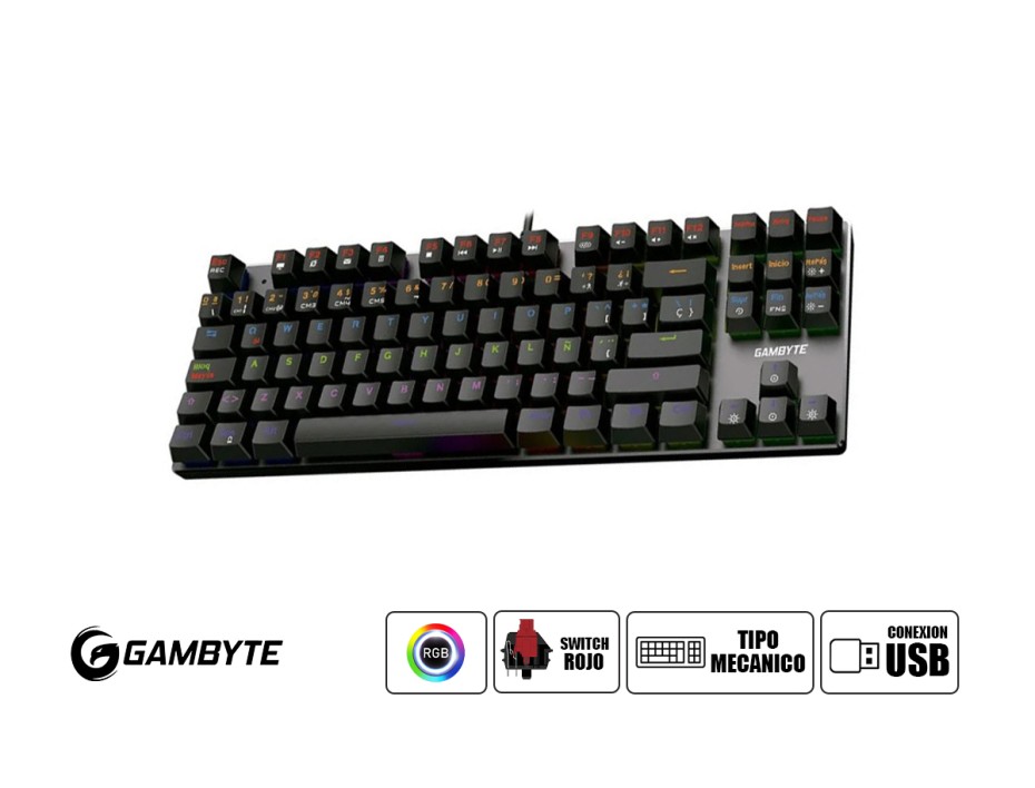 Combo 2 En Uno Gambyte Gi-bragi-h ,teclado Mecanico Switch Red Con Retroiluminacion Rgb, Mouse 7 Botones Sensor Hasta 4800 Dpi, Black (gi-bragi-h)