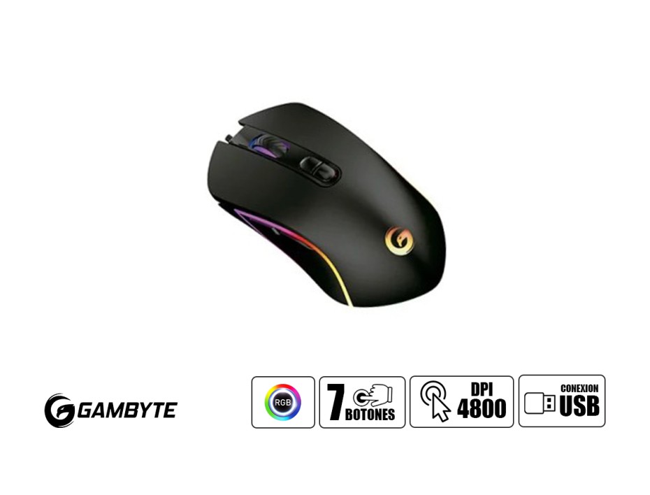 Combo 2 En Uno Gambyte Gi-bragi-h ,teclado Mecanico Switch Red Con Retroiluminacion Rgb, Mouse 7 Botones Sensor Hasta 4800 Dpi, Black (gi-bragi-h)