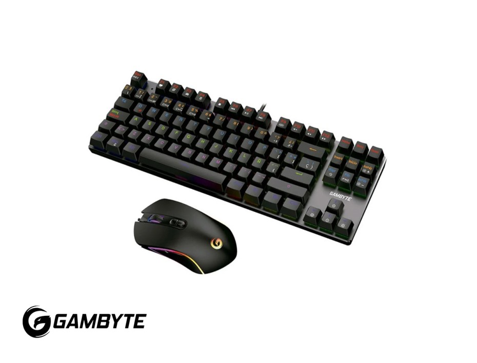Combo 2 En Uno Gambyte Gi-bragi-h ,teclado Mecanico Switch Red Con Retroiluminacion Rgb, Mouse 7 Botones Sensor Hasta 4800 Dpi, Black (gi-bragi-h)