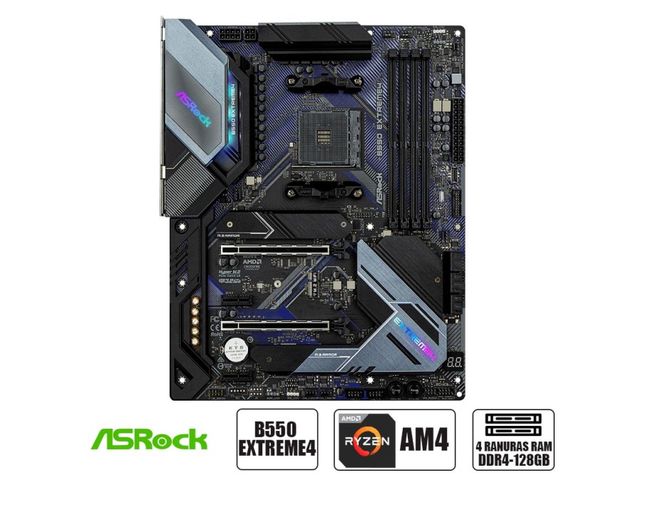PLACA MADRE ASROCK B550 EXTREME4 AM4 | LED- RGB ( 90-MXBDE0-A0UAYZ )