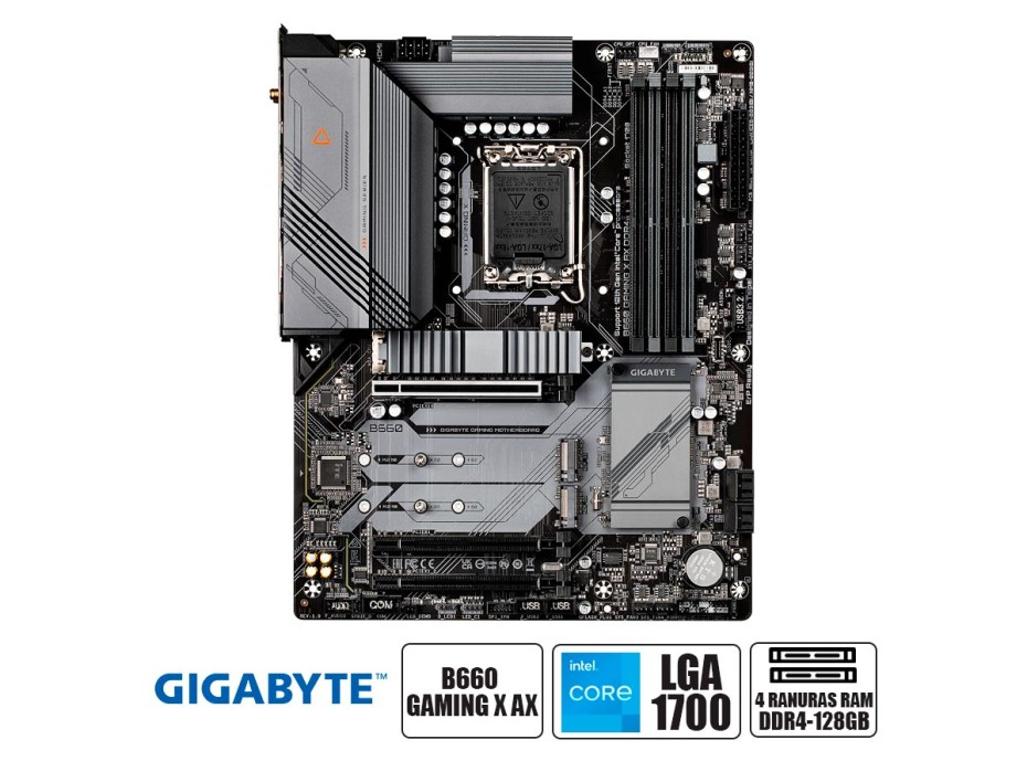 PLACA MADRE GIGABYTE B660 GAMING X AX, PARA PROCESADORES INTEL LGA 1700, 4 RANURAS DE MEMORIA DDR4 HASTA 128GB BUSS 3200 MHZ (B660 GAMING X AX DDR4)