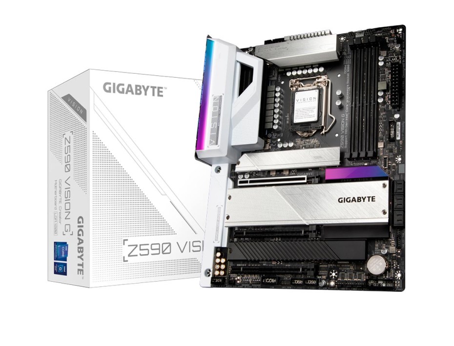 PLACA MADRE GIGABYTE Z590 VISION G, PARAPROCESADORES INTEL LGA 1200, 4 RANURAS DE MEMORIA DDR4 HASTA 128GB BUSS 3200 MHZ,10MA 11VA GEN (Z590 VISION G)