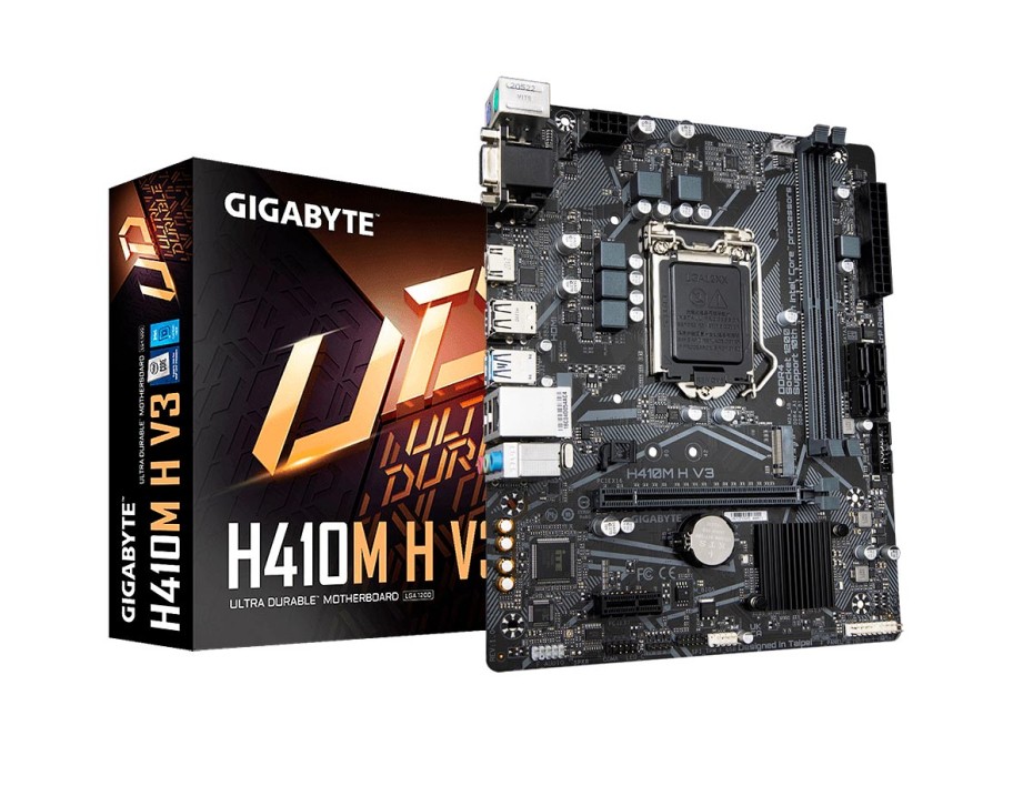 PLACA MADRE GIGABYTE H410M H V3, PARA PROCESADORES INTEL LGA 1200, 2 RANURAS DE MEMORIA DDR4 HASTA 64GB BUSS 2933 MHZ, 10MA 9VA A MAS GEN.(H410M H V3)
