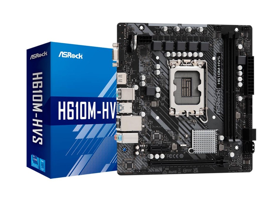 PLACA MADRE ASROCK H610M-HVS, PARA PROCESADORES INTEL LGA 1700, 2 RANURAS DE MEMORIA DDR4 HASTA 64GB BUSS 3200 MHZ, 12VA 13 VA GEN. (90-MXBHT0-A0UAYZ)