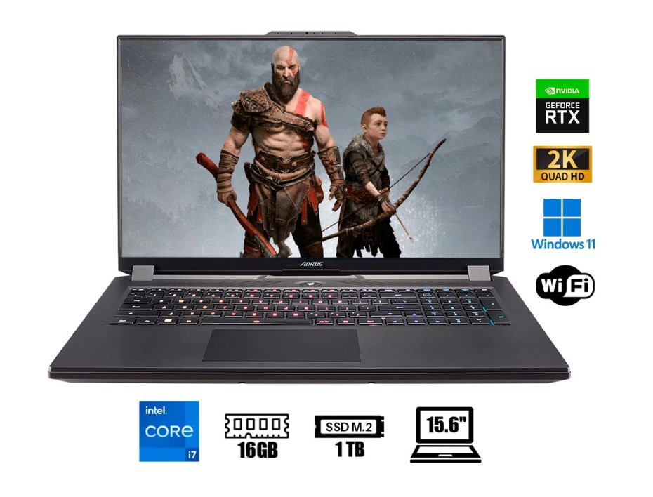 LAPTOP GIGABYTE CORE I7 12700H AORUS 15 XE4, 15.6 FHD 360 HZ, RAM 16GB (2X8), DISCO SSD M.2 1TB, VIDEO 3070TI 8GB NVIDIA, W11 (AORUS 15 XE4-73LA514SH)