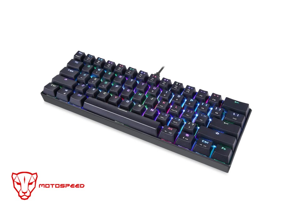 TECLADO MOTOSPEED GAMER MECANICO CK61, ILUMINACIÓN RGB LED POR TECLA, SWITCH AZUL (CK61)