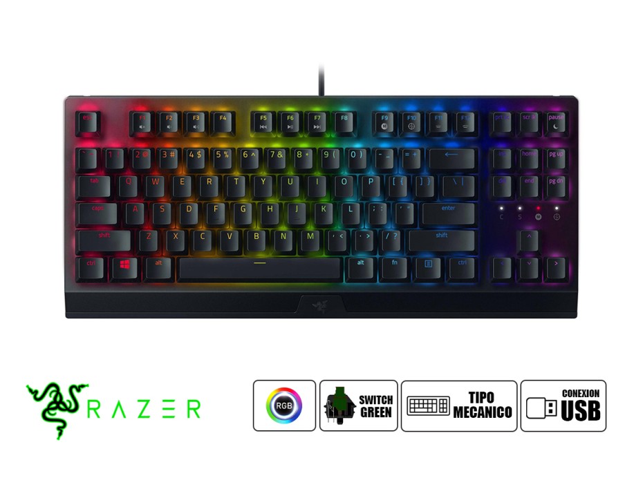 Teclado Gamer Razer Blackwidow V3 Tkl (rz03-03491200-r311) Mecanico, Switch Green, Led Rgb