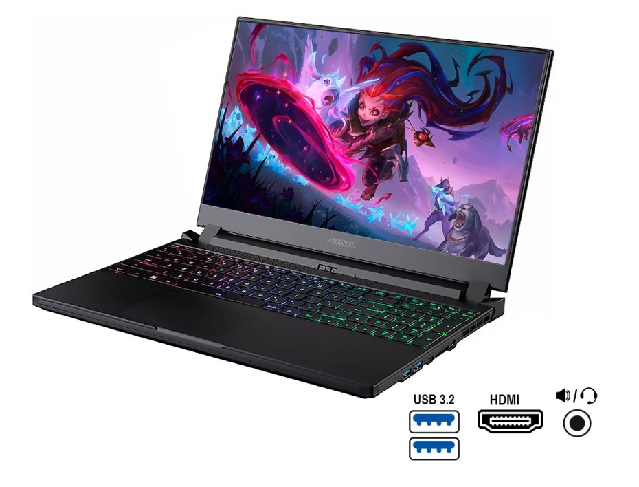 LAPTOP GIGABYTE CORE I7 12700H AORUS 5 SE4, PANTALLA 15.6 FHD 144HZ,RAM 16GB (2X8),SSD M.2 512GB, VIDEO 3070 8GB NVIDIA, WI11 H (AORUS5SE4-73LA513SH )
