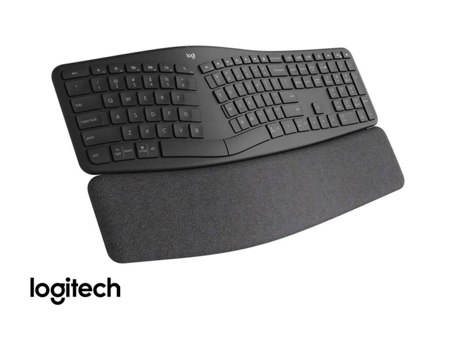 TECLADO LOGITECH INALAMBRICO ERGO K860, DE FORMA CURVEADA Y PARTIDO ERGONOMICO, REPOSA MUÑECA ALCOLCHADO, COLOR NEGRO MATE (920-009845)