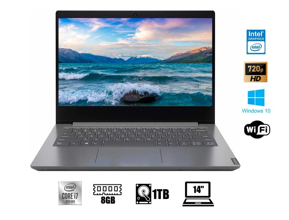 LAPTOP LENOVO CORE I7 1065G7 V14 IIL, PANTALLA 14 PULGADAS HD, RAM 8GB, DISCO DURO 1TB, WINDOWS FREE ESPAÑOL (82C40146LM)