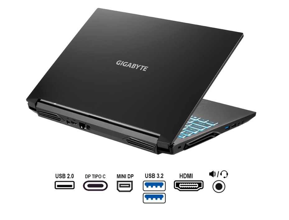 LAPTOP GIGABYTE CORE I5 12500H, GAMING, PANTALLA 15.6 FHD IPS 144HZ, RAM 16GB, DISCO SSD M.2 500GB, VIDEO 3060 6GB NVIDIA, WIND11 (52LA213SD)