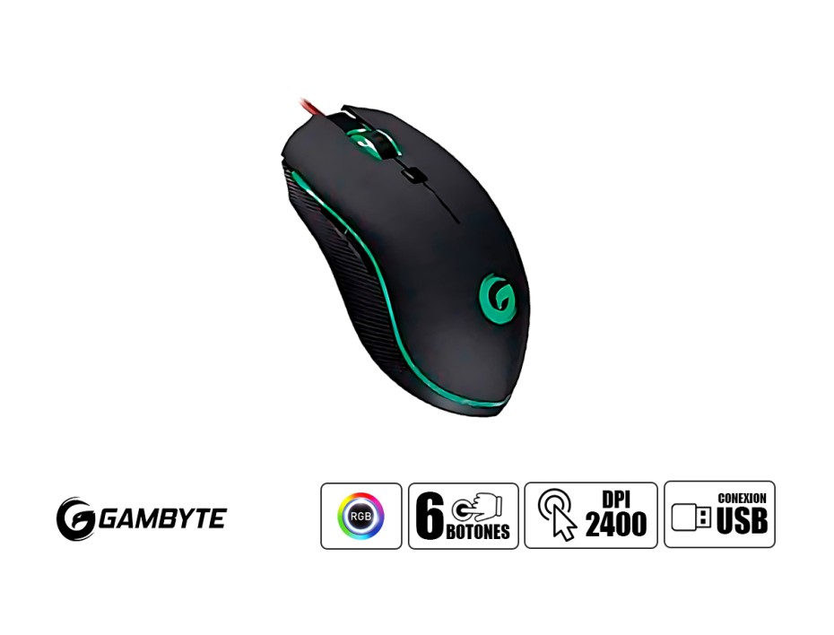 Combo 2 En Uno Gambyte Rexar V3 (gi-rexarv V3.0) Teclado, Led, Mouse 7 Botones, 2400 Dpi, Negro