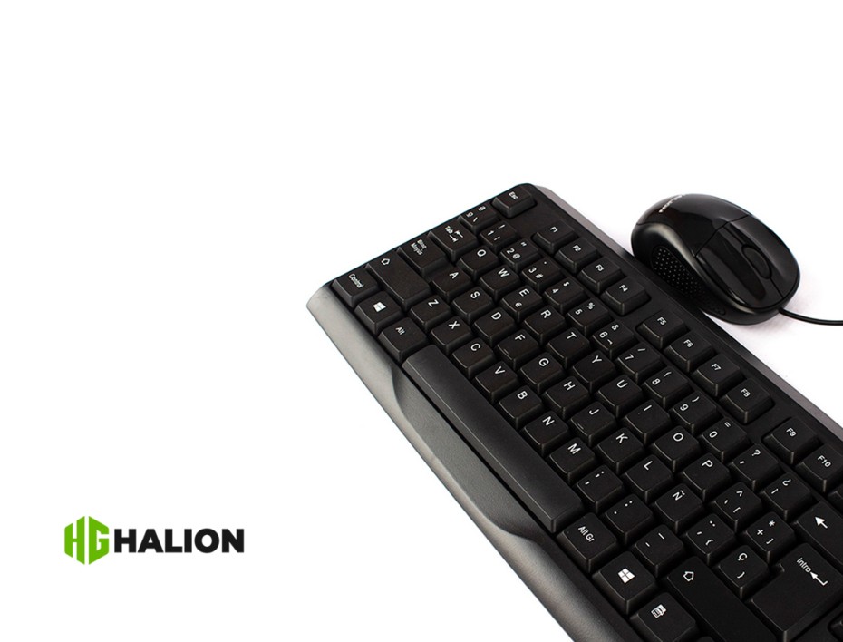 COMBO 2 EN UNO HALION K429C, TECLADO SILENCIOSO, MOUSE 3 BOTONES SENSOR HASTA 800 DPI, INTERFAZ USB, COLOR NEGRO (HA-K429C)