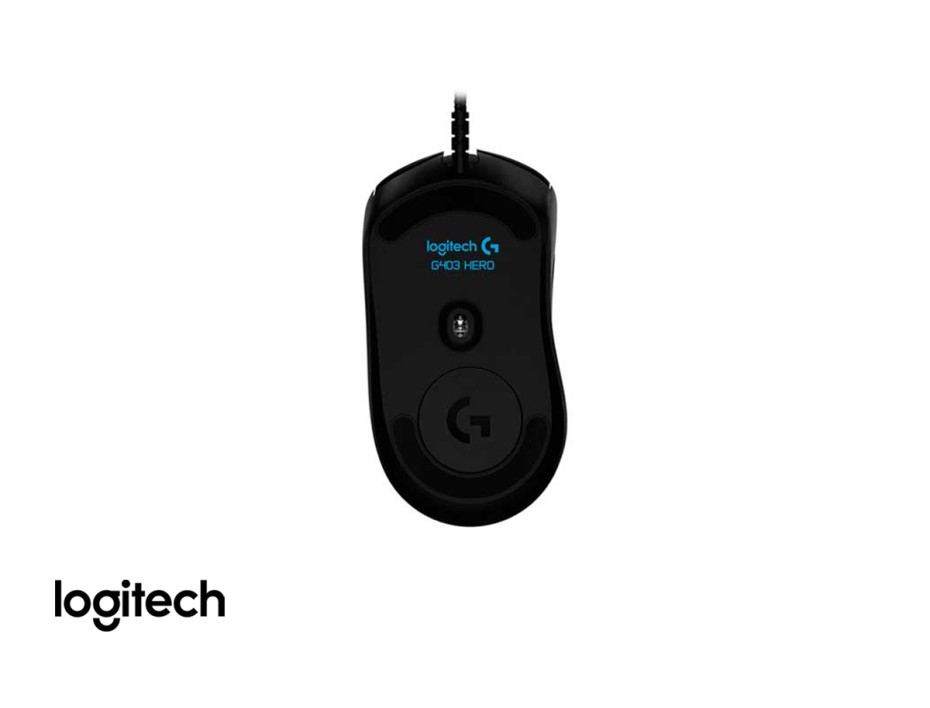 MOUSE LOGITECH G403 HERO GAMING, SENSOR HASTA 16,000 DPI, ILUMINACION RGB, CON 6 BOTONES PROGRAMABLES, CONEXINO USB, COLOR NEGRO (910-005630)