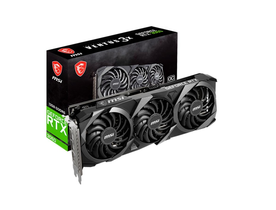 TARJETA DE VIDEO MSI RTX3060 OC 12GB GDDR6 NVIDIA  VENTUS 3X 192BITS (912-V397-051)