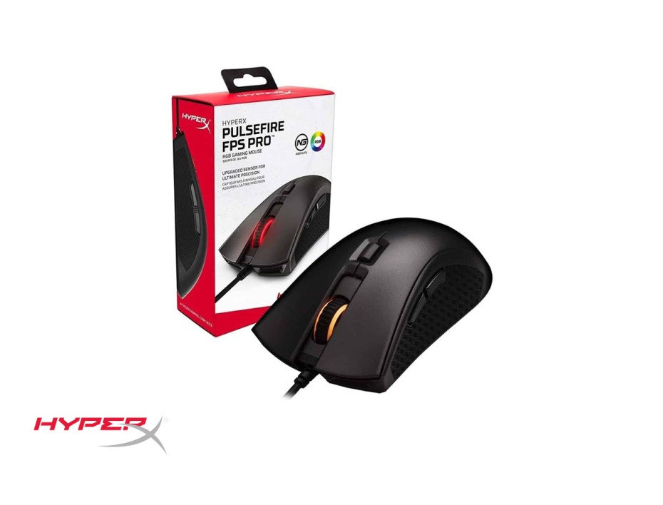 MOUSE HYPERX PULSEFIRE FPS PRO GAMING, SENSOR HASTA 16000 DPI, ILUMINACION RGB, CON 6 BOTONES PROGRAMABLES, CONEXION USB, COLOR NEGRO (HX-MC003B)