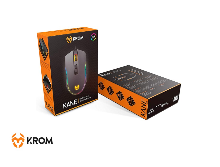 MOUSE KROM KANE GAMING, SENSOR HASTA 4000 DPI, ILUMINACION RGB, CON 8 BOTONES PROGRAMABLES, CONEXION USB, COLOR NEGRO (NXKROMKANE)