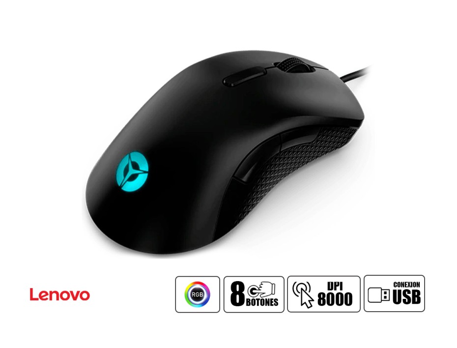Mouse Lenovo Legion Gaming M300, Sensor Hasta 8.000 Dpi, Iluminacion Rgb, Con 8 Botones Programables, Conexion Usb, Color Negro (gy50x7938