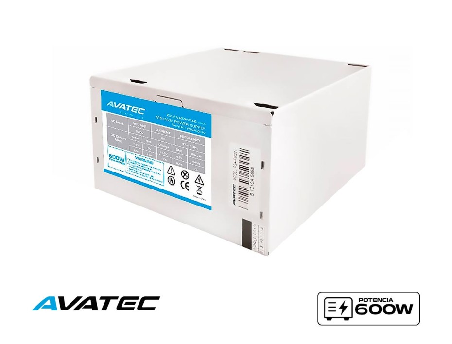 FUENTE DE PODER AVATEC 600W F600W (AV-PSA-F600W BOX) ATX | NO MODULAR | GRIS