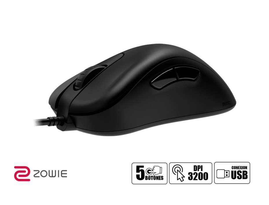 MOUSE ZOWIE EC2 GAMING, DISEÑO ERGONÓMICO, SENSOR HASTA 3200DPI, CON 5 BOTONES, CONEXION USB, COLOR NEGRO (9H.N26BB.A2E)