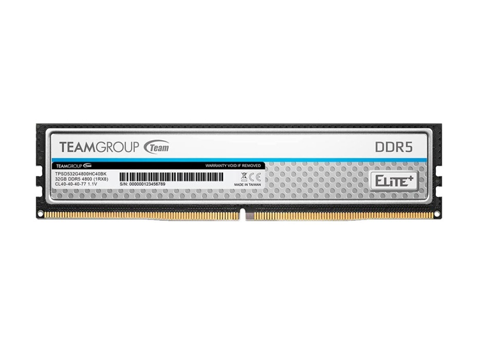 MEMORIA RAM TEAMGROUP DDR5 64GB (32GBX2), T-ELITE+, FRECUENCIA 4800 MHZ, TRIDEN Z, PLOMO, PARA PC DE ESCRITORIO (TPBD564G4800HC40DC01)