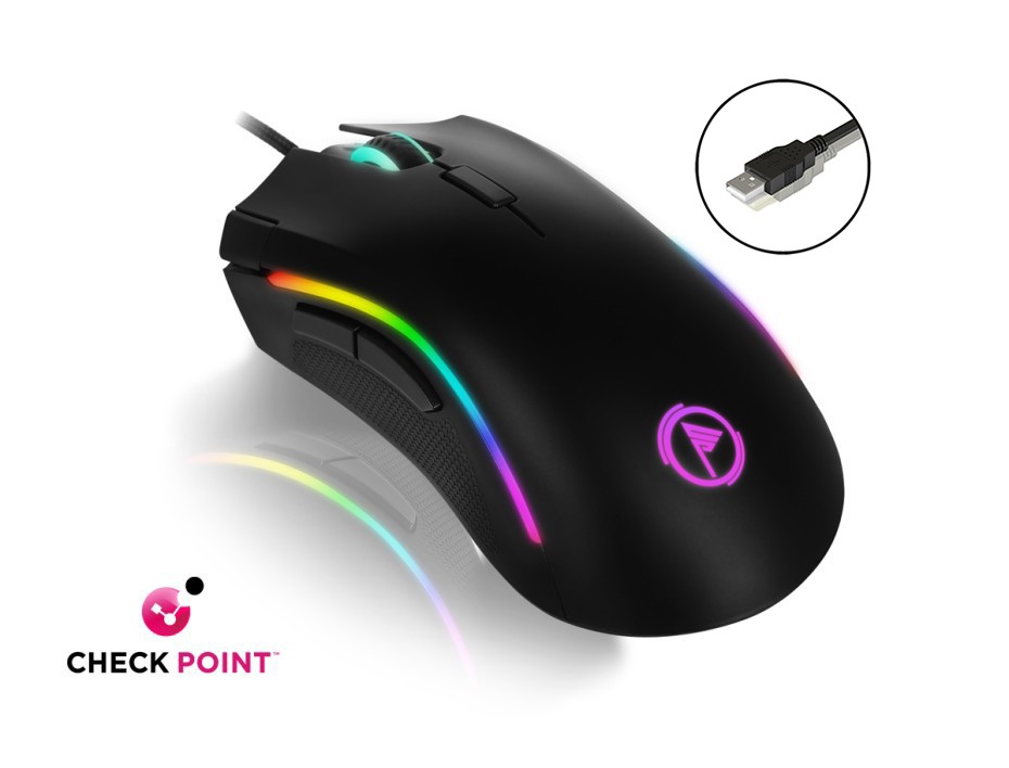 MOUSE CHECKPOINT MX200 GAMING, SENSOR HASTA 10,000 DPI, ILUMINACION RGB, CON 7 BOTONES,CONEXION USB, COLOR NEGRO (CP-MS-1002)
