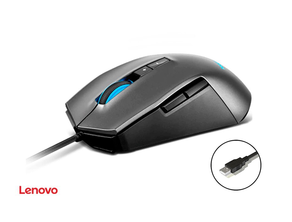 MOUSE LENOVO IDEAPAD GAMING M100, SENSOR HASTA 3200DPI, ILUMINACION RGB, CON 7 BOTONES, CONEXION USB, COLOR NEGRO (GY50Z71902)