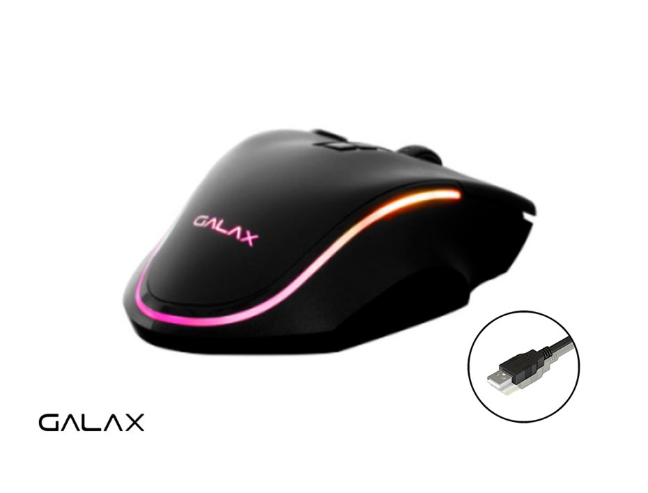 MOUSE GALAX SLIDER-01 GAMING, SENSOR HASTA 7200 DPI, ILUMINACION RGB, CON 8 BOTONES PROGRAMABLES, CONEXION USB, COLOR NEGRO (MGS011A18RG2B0)