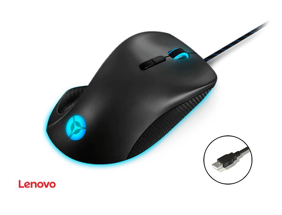 MOUSE LENOVO LEGION GAMING M500, SENSOR HASTA 16.000 DPI, ILUMINACION RGB, CON 7 BOTONES PROGRAMABLES, CONEXION USB, COLOR NEGRO (GY50T26467)