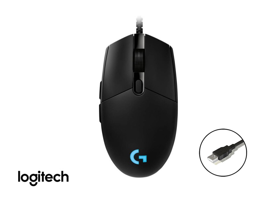 MOUSE LOGITECH G PRO GAMING, SENSOR HASTA 25.600 DPI, ILUMINACION RGB, CON 6 BOTONES PROGRAMABLES, COLOR NEGRO (910-005439)
