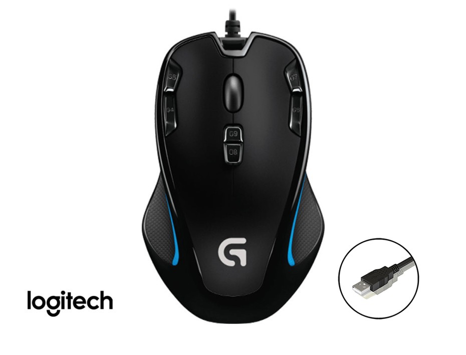 MOUSE LOGITECH G300S GAMING, SENSOR HASTA 2.500 DPI, ILUMINACION RGB, CON 9 BOTONES PROGRAMABLES, CONEXION USB, COLOR NEGRO (910-004344)