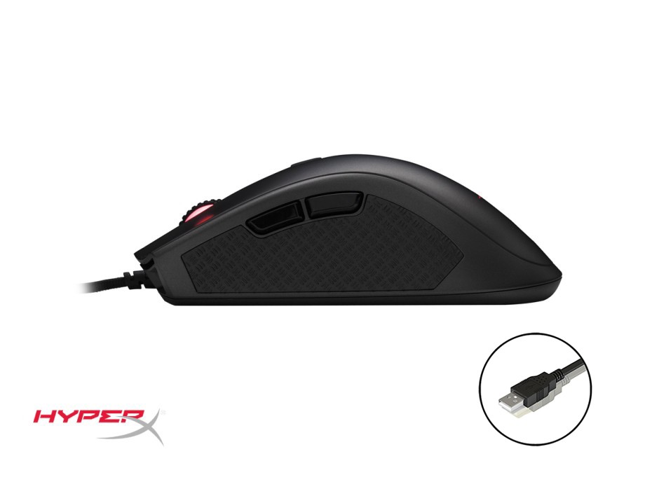 MOUSE HYPERX PULSEFIRE FPS PRO GAMING, SENSOR HASTA 16000 DPI, ILUMINACION RGB, CON 6 BOTONES PROGRAMABLES, CONEXION USB, COLOR NEGRO (HX-MC003B)