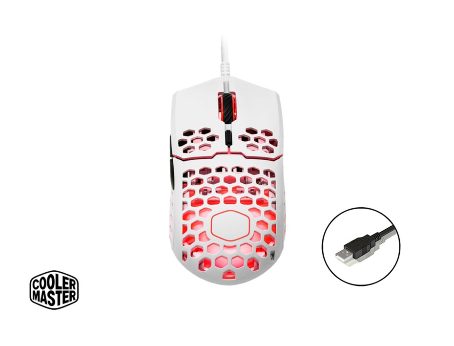 MOUSE COOLER MASTER MM711 GAMING, SENSOR HASTA 16000 DPI, ILUMINACION RGB, CON 6 BOTONES, CONEXION USB, COLOR BLANCO (MM-711-WWOL1)