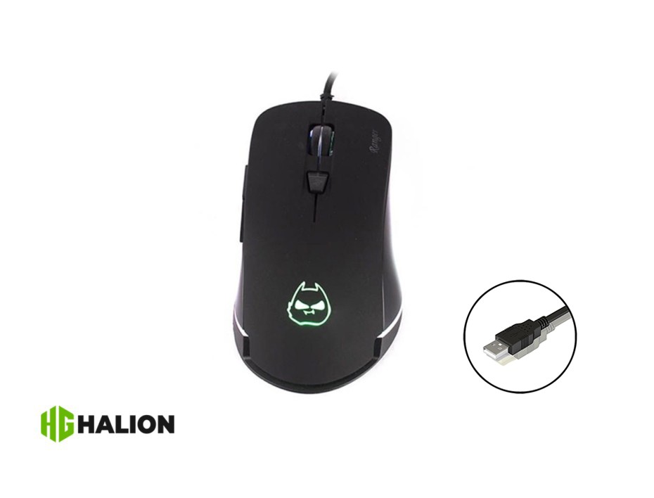 MOUSE HALION RANGER GAMING, SENSOR HASTA 3200 DPI, ILUMINACION RGB, CON
