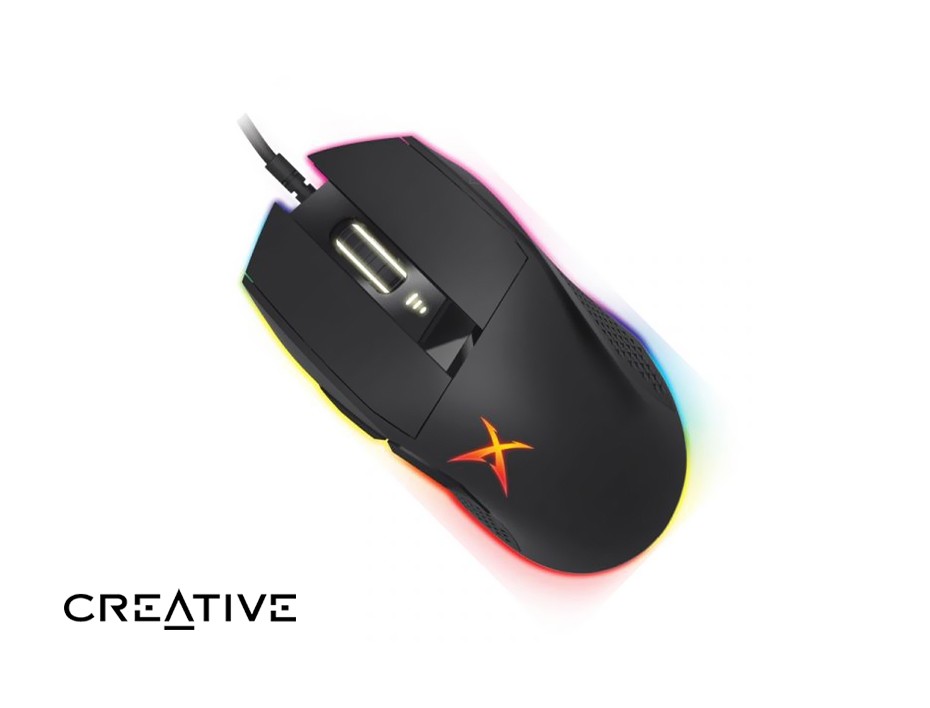 MOUSE CREATIVE SOUND BLASTERX SIEGE M04 GAMING, SENSOR HASTA 12.000 DPI, ILUMINACION RGB, CON 7 BOTONES PROGRAMABLES, CONEXION USB,NEGRO(70GP007000000