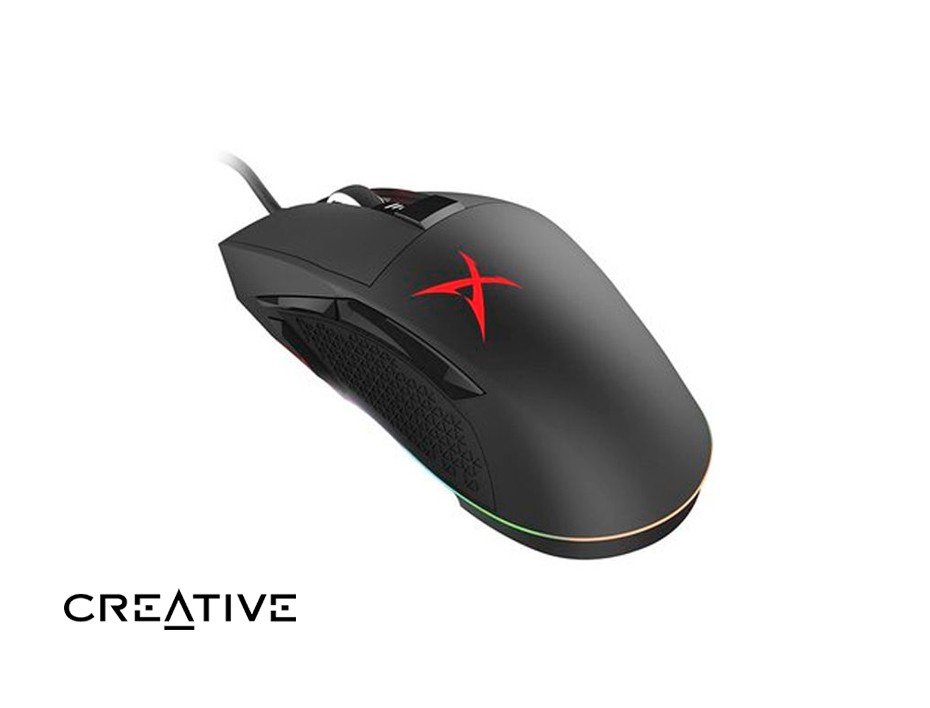 MOUSE CREATIVE SOUND BLASTERX SIEGE M04 GAMING, SENSOR HASTA 12.000 DPI, ILUMINACION RGB, CON 7 BOTONES PROGRAMABLES, CONEXION USB,NEGRO(70GP007000000