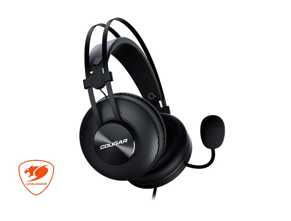 Auricular Cougar Immersa Essential Gaming, Con Microfono, Conexion De Cable, Control De Volumen, Almohadillas Suaves, Color Negro (3h350p40b.0001)