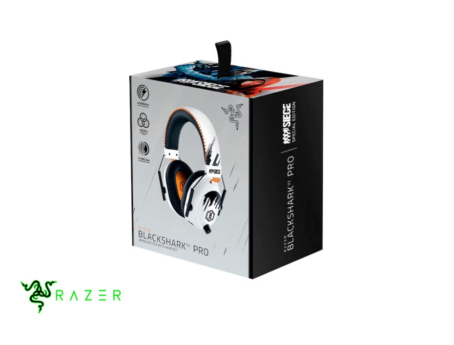 AURICULAR RAZER BLACKSHARK V2 PRO SIX SIEGE GAMING, CON MICROFONO, CONEXION USB, CONTROL DE VOLUMEN, ALMOHADILLAS SUAVES, WHITE (RZ04-03220200-R3M1)