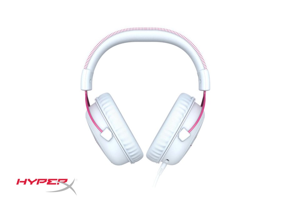 AURICULAR HYPERX CLOUD II 7.1, CON MICROFONO, CONEXION USB, CONTROL DE VOLUMEN, ALMOHADILLAS SUAVES, COLOR BLANCO C/ ROSADO (HHSC12-AC-PK/G)