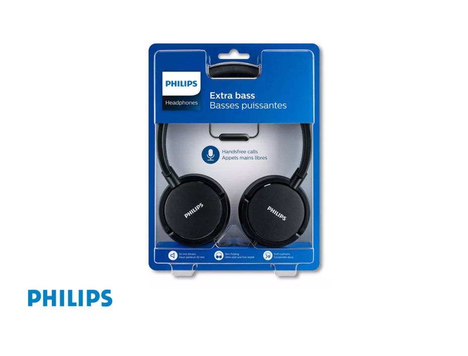 AURICULAR PHILIPS, CON MICROFONO, CONEXION A CABLE, CONTROL DE VOLUMEN, ALMOHADILLAS SUAVES, COLOR NEGRO (SHL5005/00)