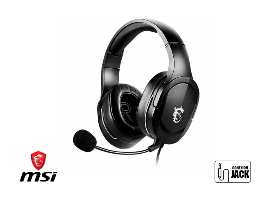 AURICULAR MSI IMMERSE GH20, CON MICROFONO, CONEXION USB, CONTROL DE VOLUMEN, ALMOHADILLAS SUAVES, C/ NEGRO (IMMERSE GH20)