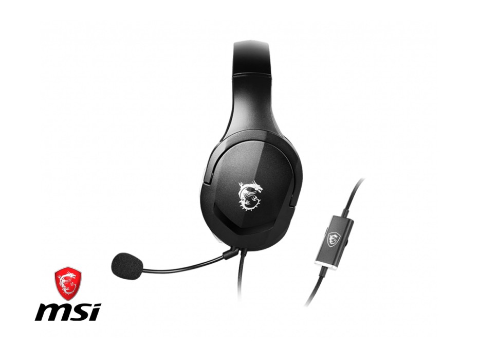 AURICULAR MSI IMMERSE GH20, CON MICROFONO, CONEXION USB, CONTROL DE VOLUMEN, ALMOHADILLAS SUAVES, C/ NEGRO (IMMERSE GH20)