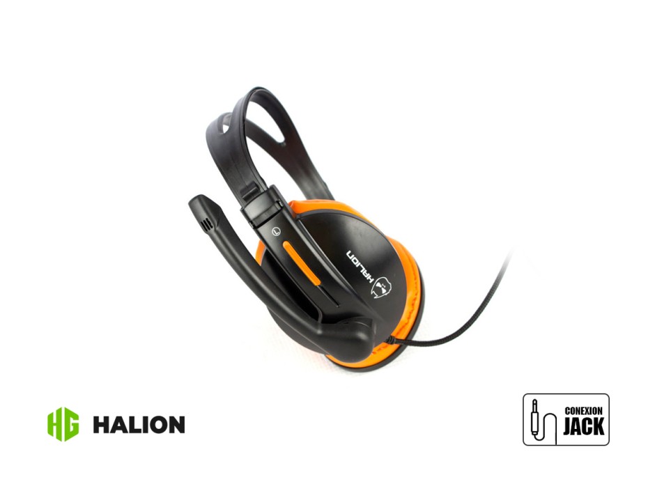 AURICULAR HALION X13 PYTHON, CON MICROFONO, CONEXION A CABLE, CONTROL DE VOLUMEN, COLOR NECRO C/ NARANJA (MOD. X13 PYTHON)